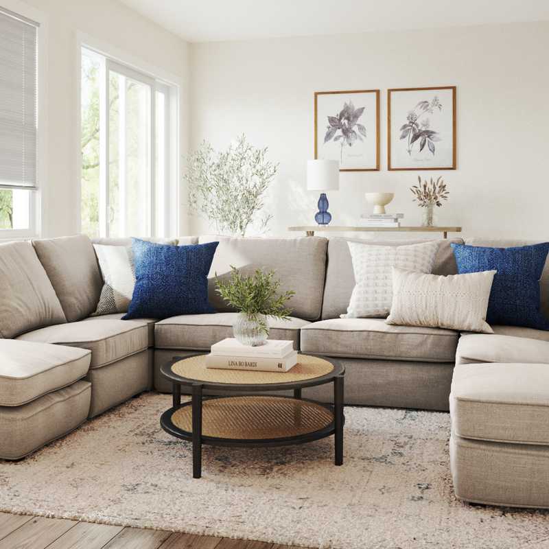 Contemporary, Coastal, Scandinavian Living Room Design by Havenly Interior Designer Daniela