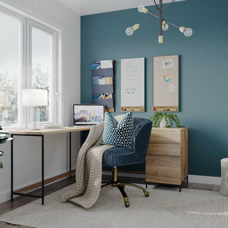 Bohemian, Midcentury Modern Office Design by Havenly Interior Designer Taylor