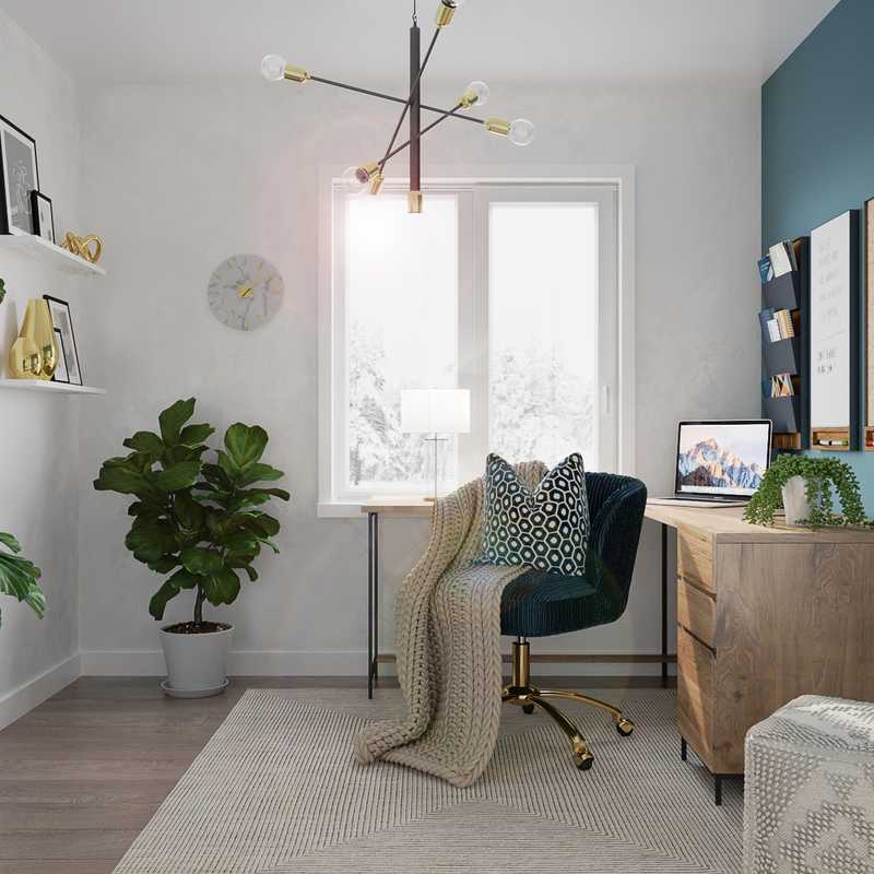 Bohemian, Midcentury Modern Office Design by Havenly Interior Designer Taylor
