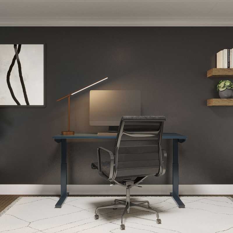 Modern, Industrial, Midcentury Modern Office Design by Havenly Interior Designer Sarah