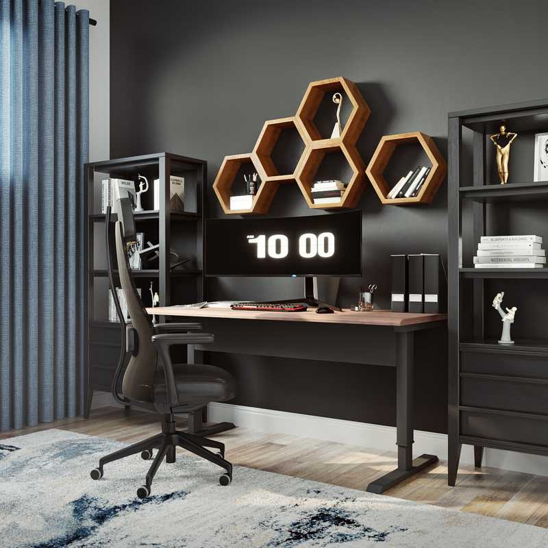 Modern, Farmhouse, Transitional Office Design by Havenly Interior Designer Michelle