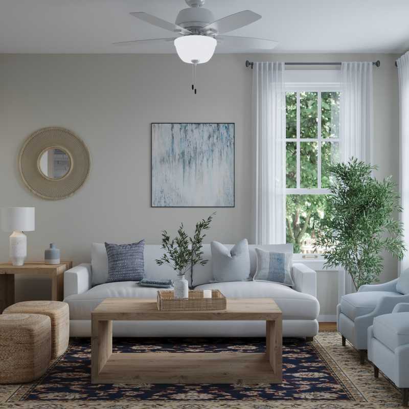 Classic, Coastal, Transitional Living Room Design by Havenly Interior Designer Alexandra