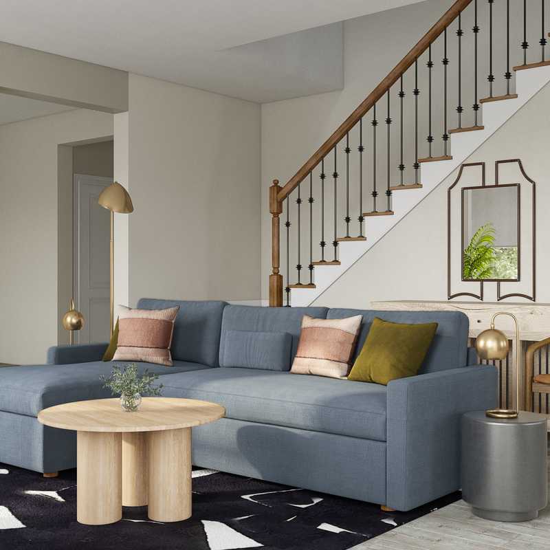 Modern, Bohemian, Midcentury Modern Living Room Design by Havenly Interior Designer Freddi
