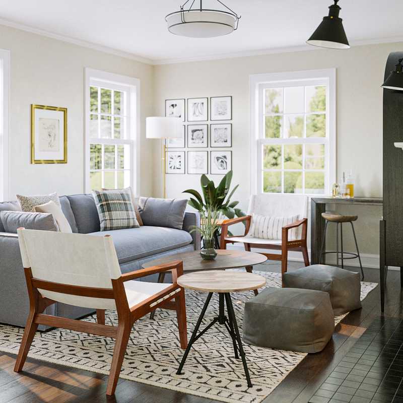 Classic, Industrial, Midcentury Modern Living Room Design by Havenly Interior Designer Sara