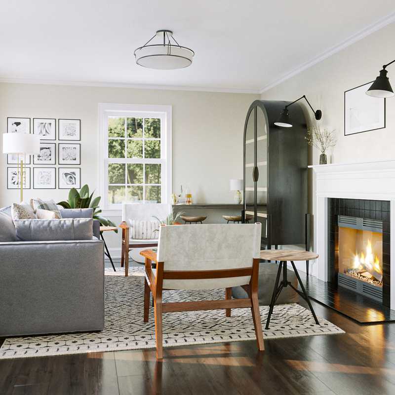 Classic, Industrial, Midcentury Modern Living Room Design by Havenly Interior Designer Sara