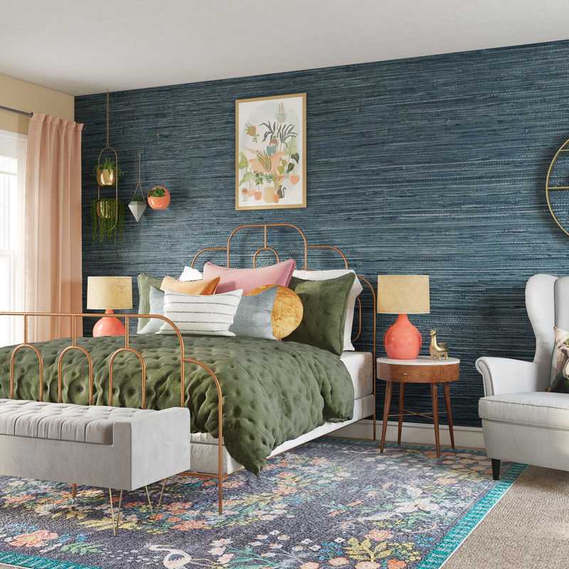 Eclectic, Bohemian, Glam Bedroom Design by Havenly Interior Designer Kelly