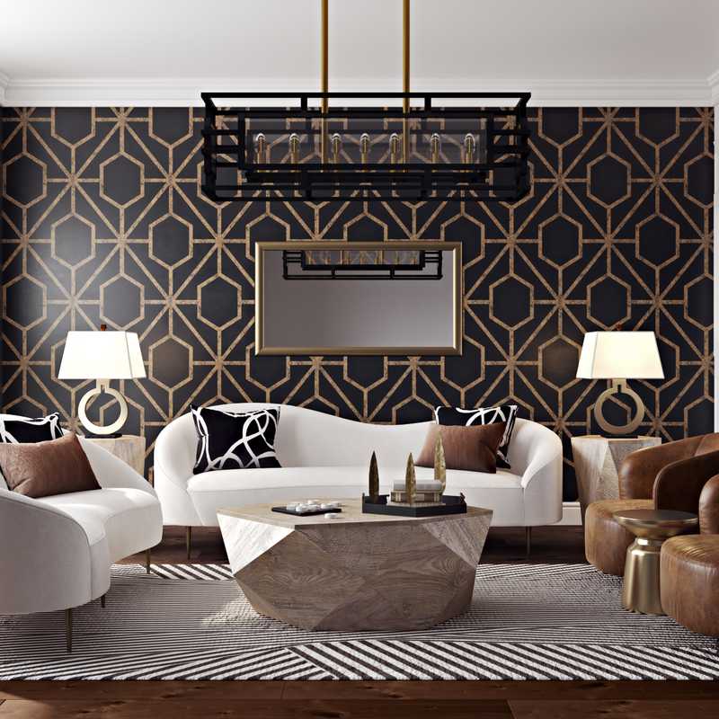Glam, Transitional Dining Room Design by Havenly Interior Designer Samantha