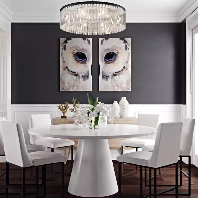 Glam, Transitional Dining Room Design by Havenly Interior Designer Samantha