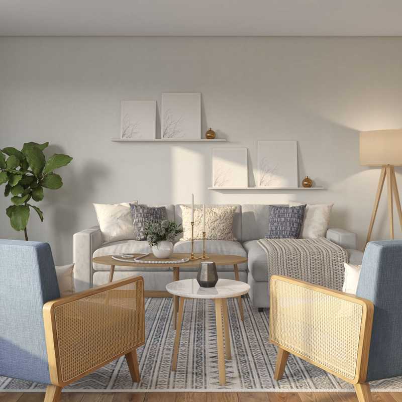 Coastal, Farmhouse, Transitional Living Room Design by Havenly Interior Designer Quandera