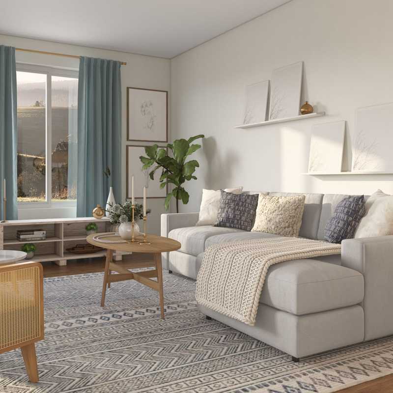 Coastal, Farmhouse, Transitional Living Room Design by Havenly Interior Designer Quandera