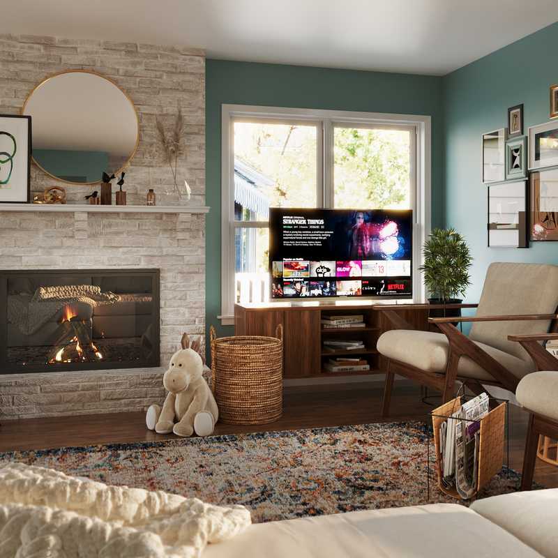 Bohemian, Transitional Living Room Design by Havenly Interior Designer Liliana