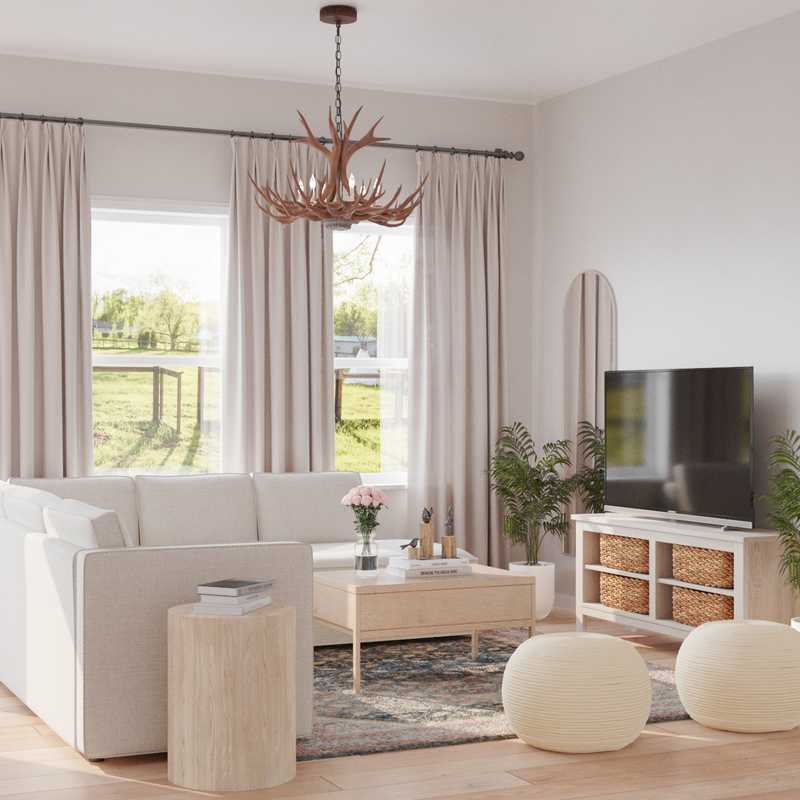 Bohemian, Farmhouse Living Room Design by Havenly Interior Designer Myrlene