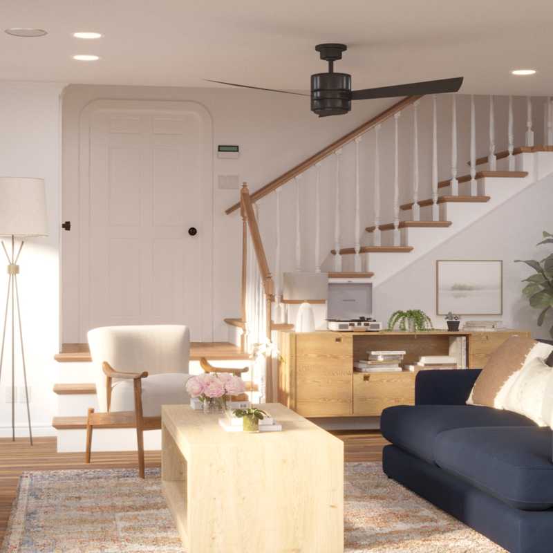 Bohemian, Midcentury Modern Living Room Design by Havenly Interior Designer Carla