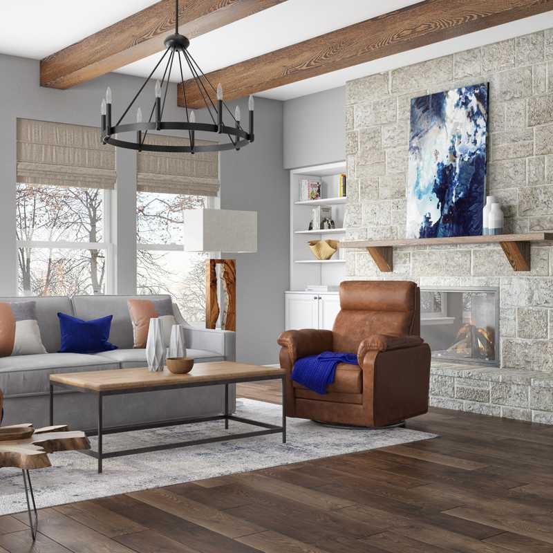 Modern, Rustic, Midcentury Modern Living Room Design by Havenly Interior Designer Amber