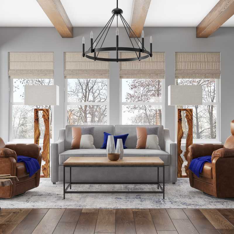Modern, Rustic, Midcentury Modern Living Room Design by Havenly Interior Designer Amber
