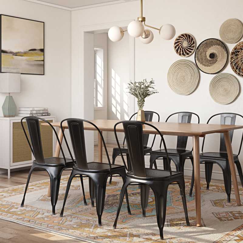 Bohemian, Midcentury Modern Dining Room Design by Havenly Interior Designer Lindsey