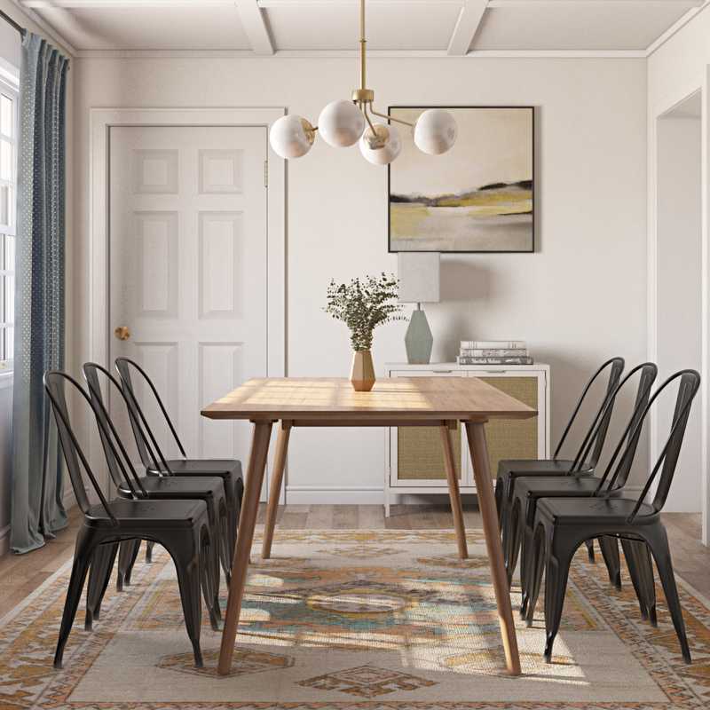 Bohemian, Midcentury Modern Dining Room Design by Havenly Interior Designer Lindsey