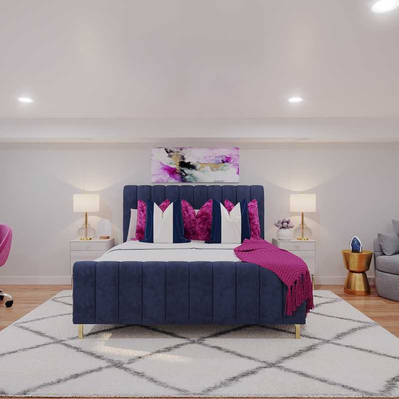Eclectic, Glam, Preppy Bedroom Design by Havenly Interior Designer Chante