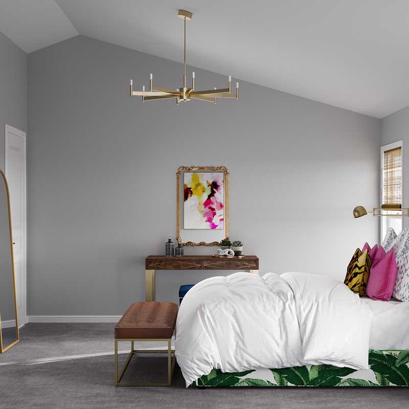 Eclectic, Glam, Preppy Bedroom Design by Havenly Interior Designer Chanel