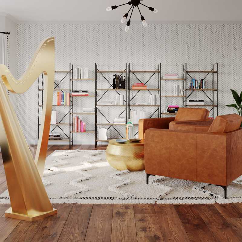 Bohemian, Midcentury Modern Living Room Design by Havenly Interior Designer Erin