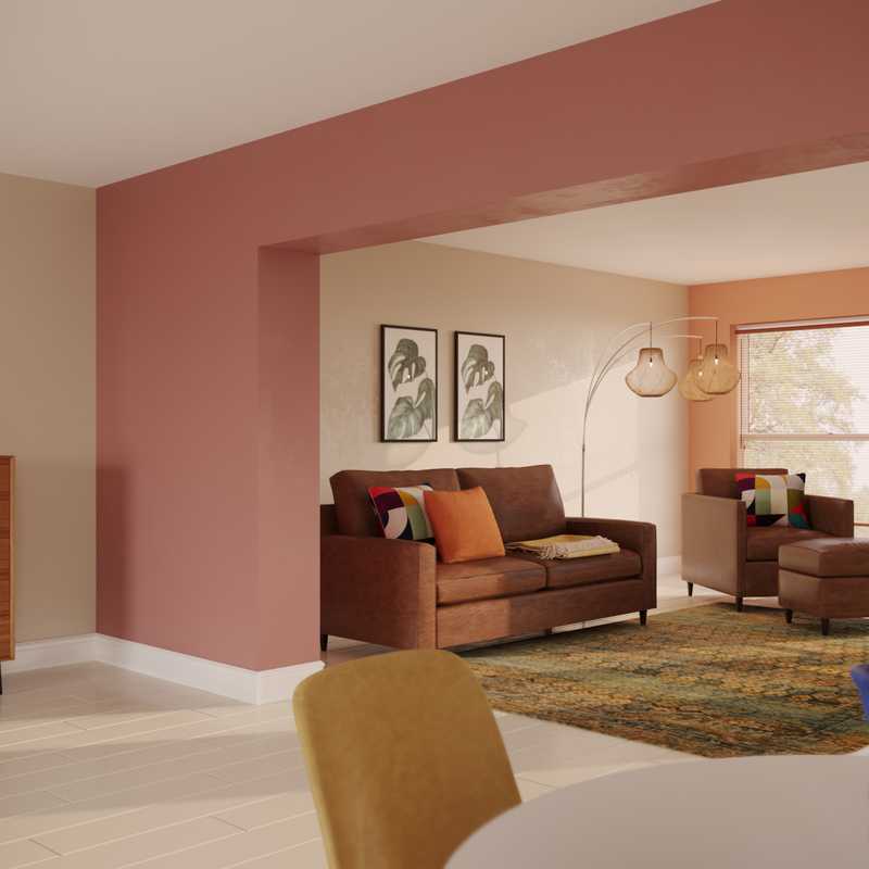 Bohemian, Vintage, Midcentury Modern Living Room Design by Havenly Interior Designer Julia