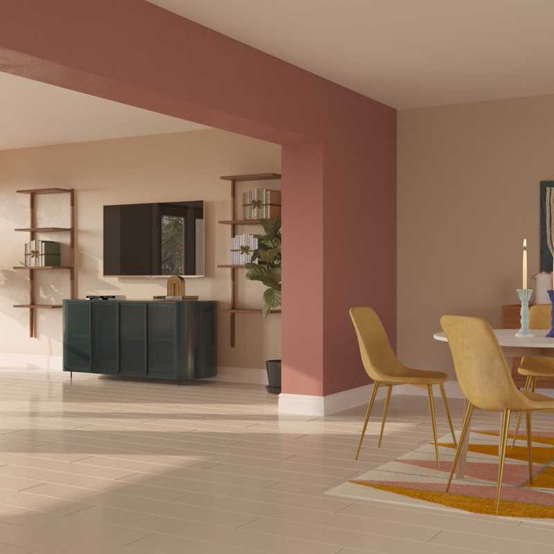 Bohemian, Vintage, Midcentury Modern Living Room Design by Havenly Interior Designer Julia