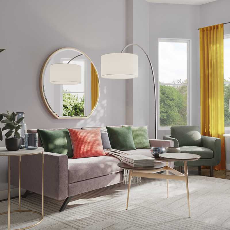 Modern, Midcentury Modern Living Room Design by Havenly Interior Designer Cole