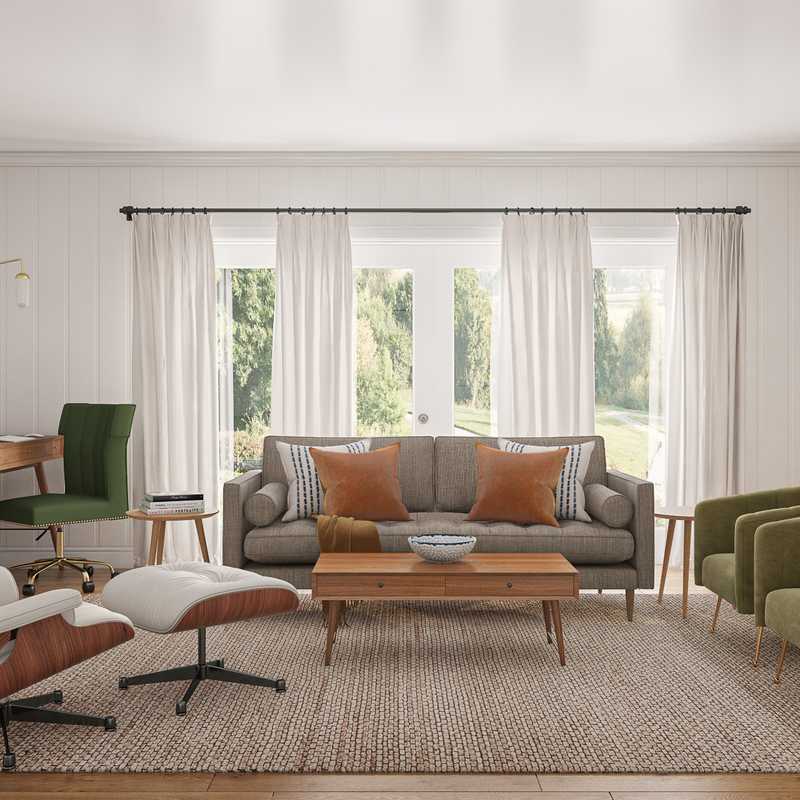 Bohemian, Midcentury Modern Living Room Design by Havenly Interior Designer Abi