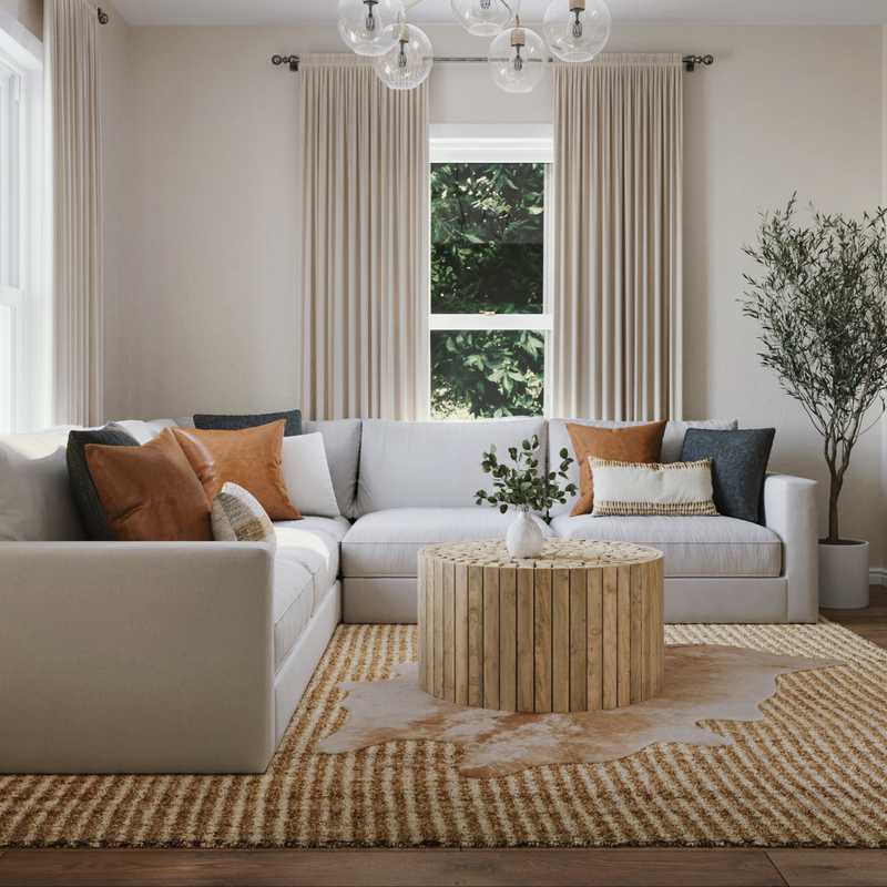 Modern, Farmhouse, Midcentury Modern Living Room Design by Havenly Interior Designer Lindsey