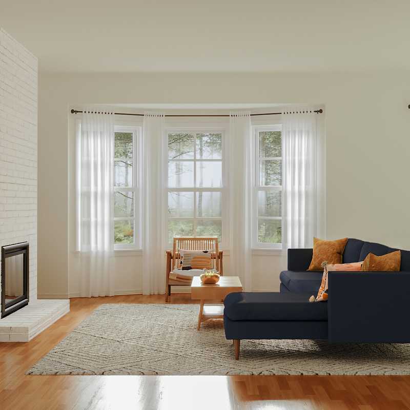 Bohemian, Midcentury Modern Living Room Design by Havenly Interior Designer Jackie