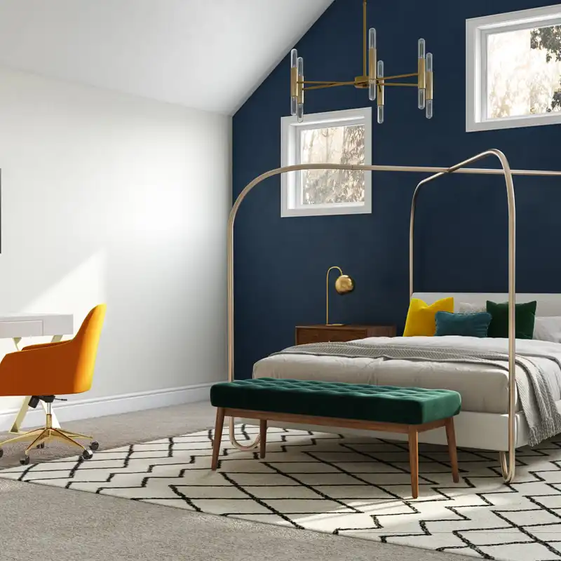 Eclectic, Midcentury Modern Bedroom Design by Havenly Interior Designer Emmanuel