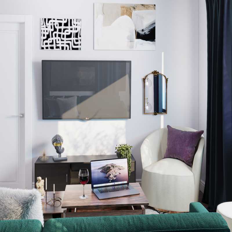 Contemporary, Eclectic, Glam Living Room Design by Havenly Interior Designer Gabriela