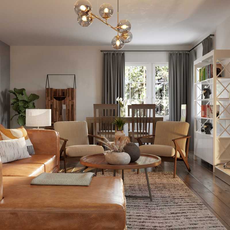 Bohemian, Industrial, Midcentury Modern Living Room Design by Havenly Interior Designer Daniela