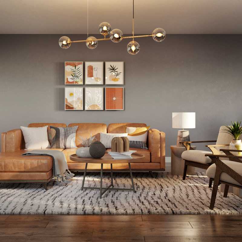 Bohemian, Industrial, Midcentury Modern Living Room Design by Havenly Interior Designer Daniela