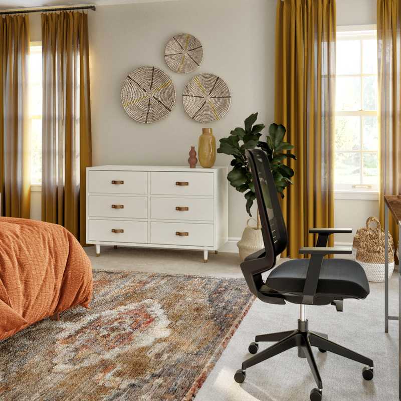 Bohemian, Midcentury Modern Bedroom Design by Havenly Interior Designer Priscila