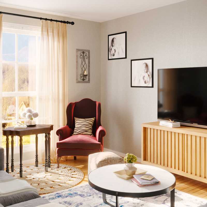 Bohemian, Farmhouse, Midcentury Modern Living Room Design by Havenly Interior Designer Danahe