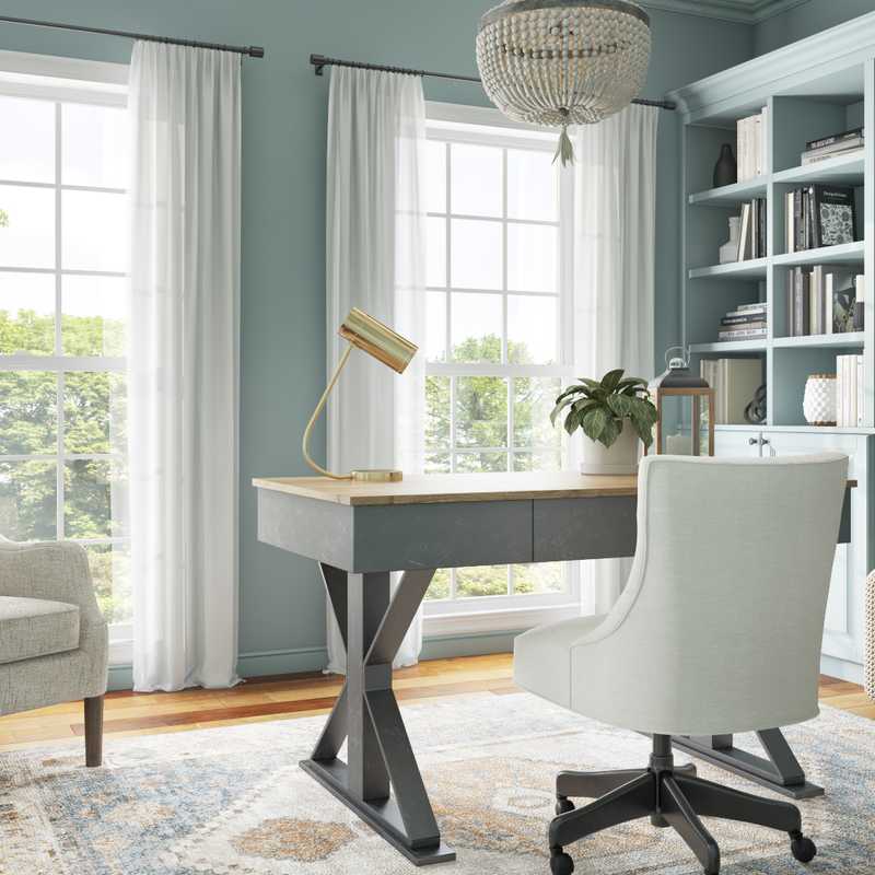 Farmhouse, Transitional Office Design by Havenly Interior Designer Elizabeth