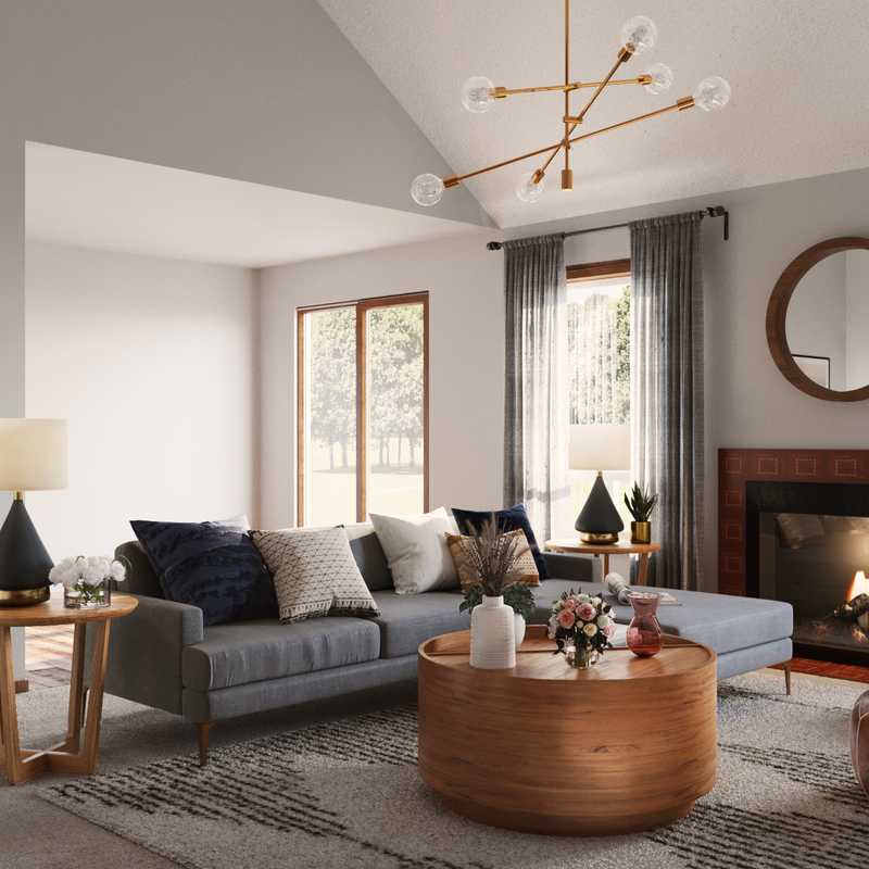 Modern, Bohemian, Midcentury Modern Living Room Design by Havenly Interior Designer Carla