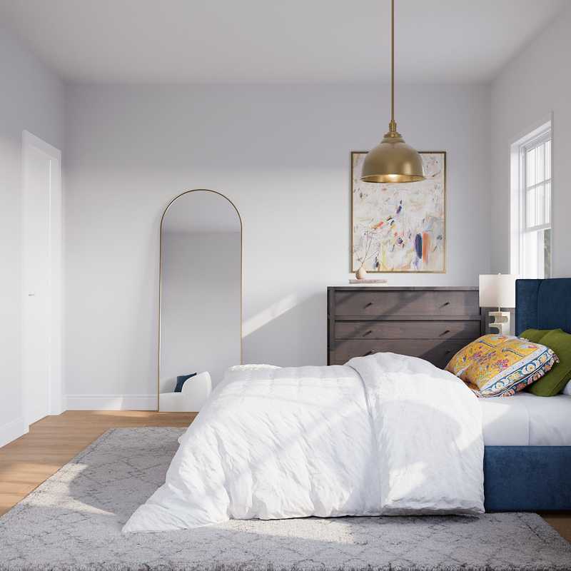 Eclectic, Glam, Midcentury Modern Bedroom Design by Havenly Interior Designer Kennedy