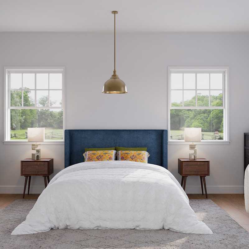 Eclectic, Glam, Midcentury Modern Bedroom Design by Havenly Interior Designer Kennedy
