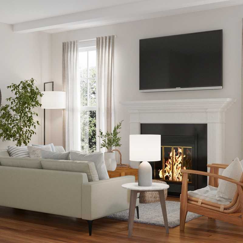 Coastal, Transitional Living Room Design by Havenly Interior Designer Abigail