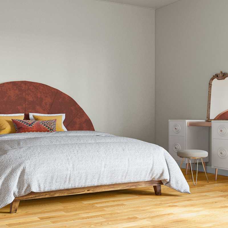 Bohemian, Global, Midcentury Modern Bedroom Design by Havenly Interior Designer Dalayah