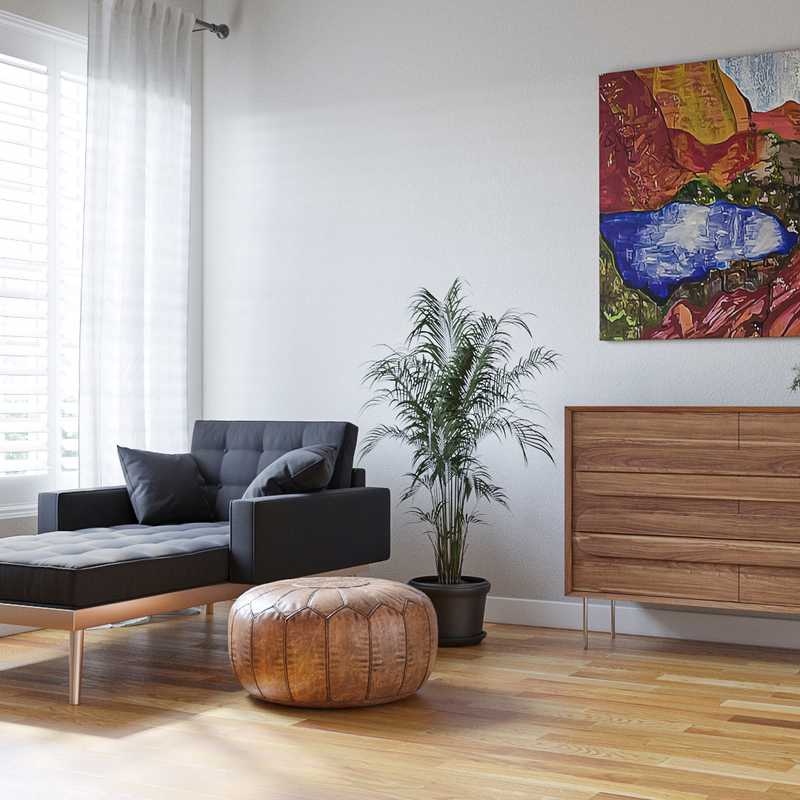 Bohemian, Global, Midcentury Modern Bedroom Design by Havenly Interior Designer Dalayah
