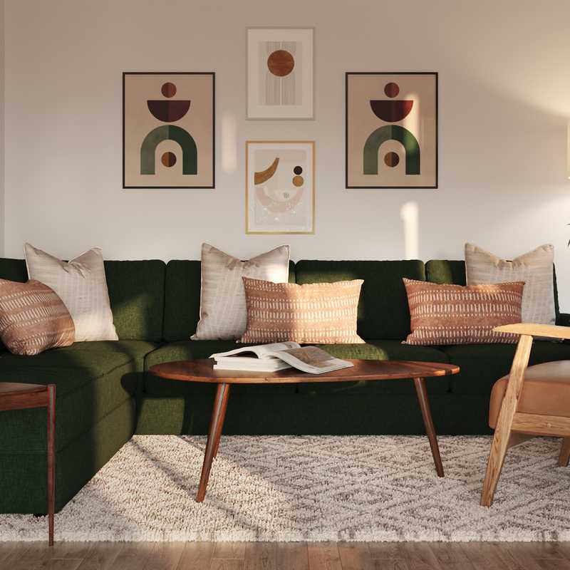 Bohemian, Midcentury Modern Living Room Design by Havenly Interior Designer Carla
