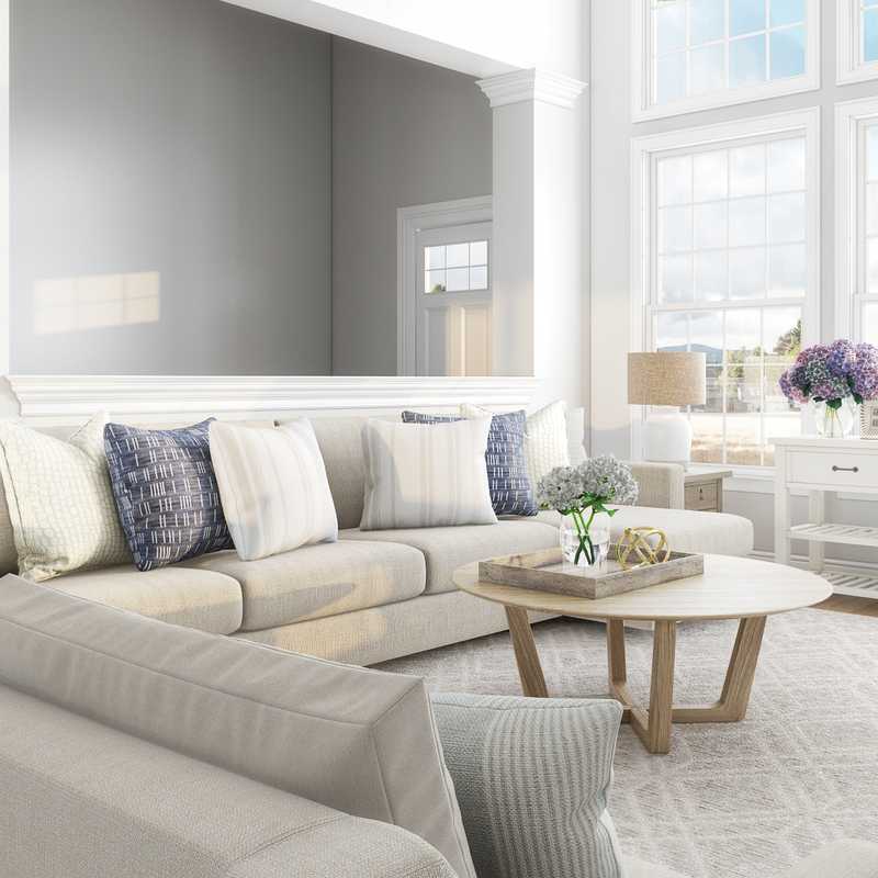 Coastal, Preppy Living Room Design by Havenly Interior Designer Melissa