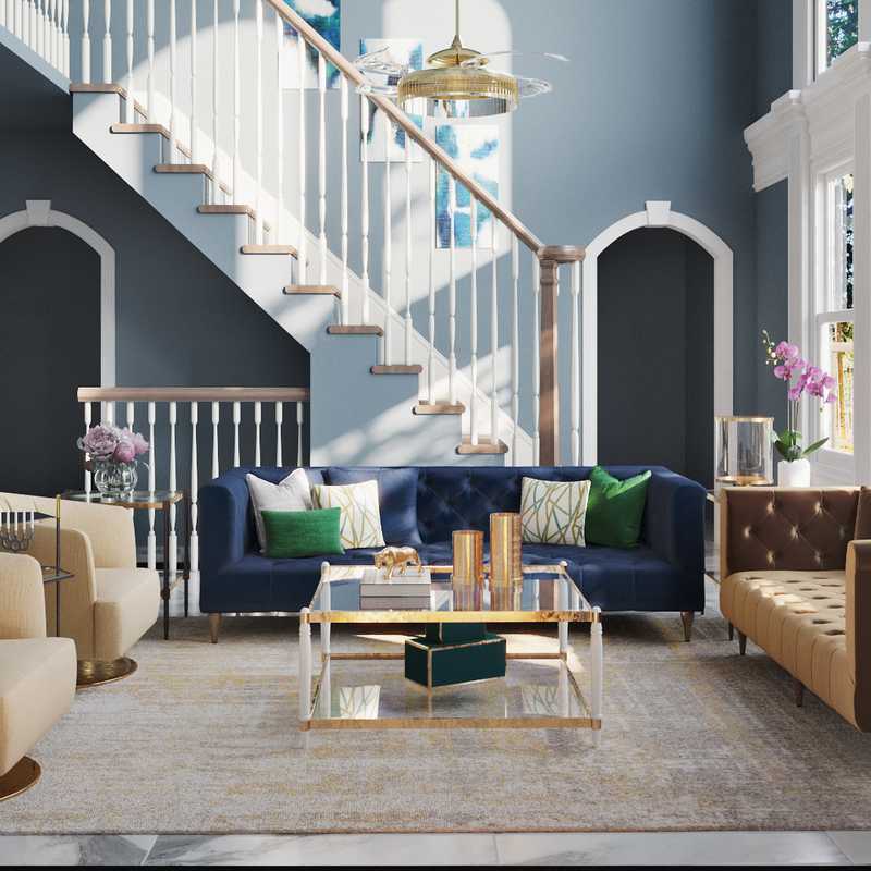 Contemporary, Modern, Glam Living Room Design by Havenly Interior Designer Pamela