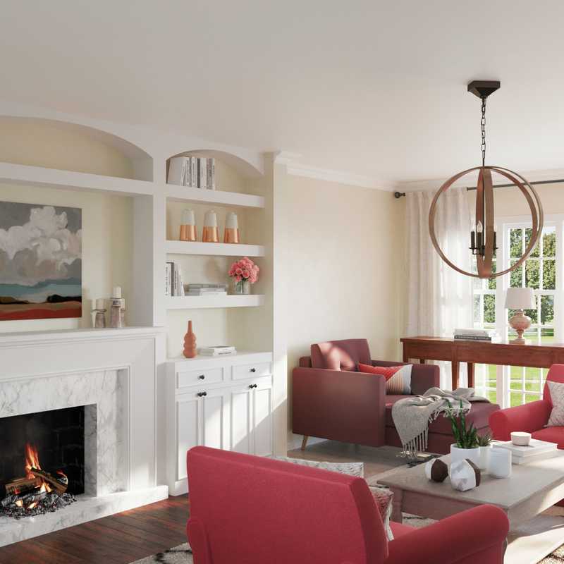 Farmhouse, Rustic, Midcentury Modern Living Room Design by Havenly Interior Designer Amber