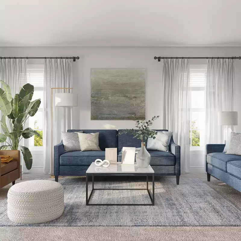 Contemporary, Coastal, Transitional Living Room Design by Havenly Interior Designer Sarah
