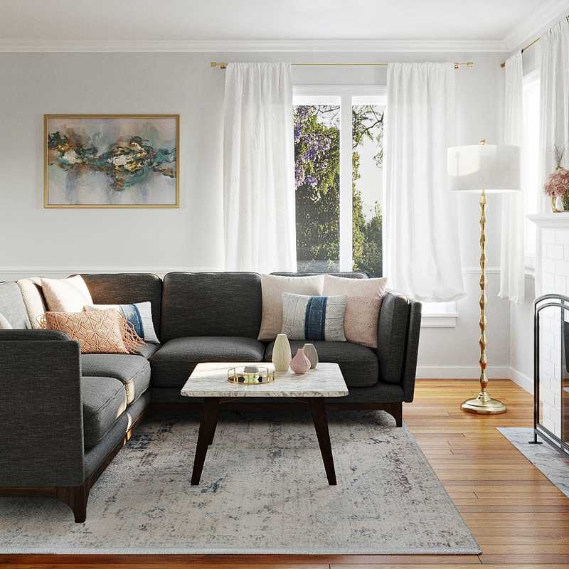 Coastal, Glam Living Room Design by Havenly Interior Designer McKenna