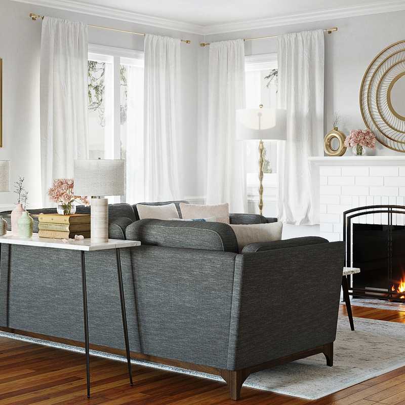 Coastal, Glam Living Room Design by Havenly Interior Designer McKenna